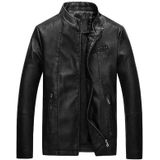 Mannen Slim-fit Washed PU Leather Jacket (Kleur:Black Size:L)
