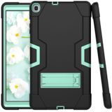 Voor Galaxy Tab A 10.1 (2019) T510 Contrast Color Silicone + PC Combination Case with Holder (Black + Aqua)