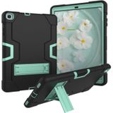 Voor Galaxy Tab A 10.1 (2019) T510 Contrast Color Silicone + PC Combination Case with Holder (Black + Aqua)