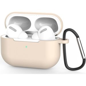 Voor AirPods Pro 3 Siliconen draadloze oortelefoon beschermhoes met Lanyard Hole & Carabiner(Abrikoos)