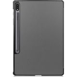 Voor Samsung Galaxy Tab S7 Lite T730 / T735 Custer Texture Horizontale Flip Leren Case met Drie-vouwen Houder & Slaap / Weks-up-functie (GRIJS)