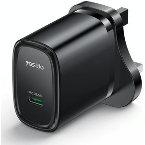 Yesido YC76B PD 20W USB-C / Type-C enkele poort snellader  UK-stekker