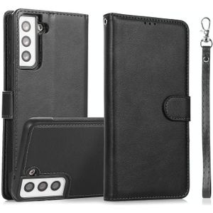 For Samsung Galaxy S21 5G Calf Texture 2 in 1 Detachable Magnetic Back Cover Horizontal Flip Leather Case with Holder & Card Slots & Wallet & Photo Frame(Black)