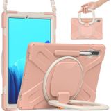 For Samsung Galaxy Tab S7+ T970/T975 Silicone + PC Protective Case with Holder & Shoulder Strap(Rose Gold)