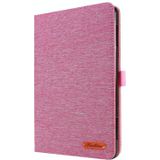 For Amazon Kindle Fire HD 10 2021 Horizontal Flip TPU + Fabric PU Leather Protective Case with Name Card Clip(Rose Red)