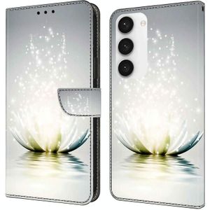 Voor Samsung Galaxy S23 Crystal 3D schokbestendig beschermend lederen telefoonhoesje (Light Lotus)