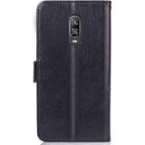 Lucky Clover bloemen patroon leergeval aangedrongen OnePlus 6T  met houder & kaartsleuven & portemonnee & Hand Strap (zwart)