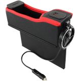 DERANFU multifunctionele auto Co-Pilot positie dubbele USB opladen digitale display opbergdoos Crevice water bekerhouder (zwart rood)