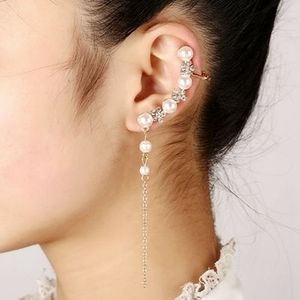 Vrouwen Fashion kwast linkeroor legering Clip oorbellen sneeuw oor Bone Clip(gold)