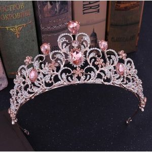 Crystal bruiloft kroon bruid kroon hoofdband accessoires haar juwelen ornamenten (Rose goud roze)