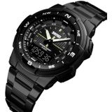 SKMEI 1370 multifunctionele mannen Outdoor Sports Noctilucent waterdicht RVS digitale polshorloge (zwart)