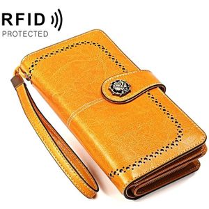 3556 grote capaciteit lange multifunctionele anti-magnetische RFID portemonnee Clutch voor dames met kaartsleuven (geel)