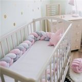 2M pure kleur weven knoop voor baby kamer decor wieg beschermer pasgeboren baby bed bumper beddengoed accessoires (wit grijs Puple)