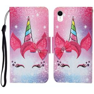 Voor iPhone XS Max geschilderd patroon horizontale flip Leathe case (Unicorn)