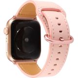 Voor Apple Watch Series 5 & 4 40mm / 3 & 2 & 1 38mm Effen kleur Originele lederen horlogeband(roze)