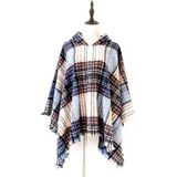 Lente herfst winter geruit patroon hooded cloak sjaal sjaal  lengte (CM): 135cm (DP-04 Blauw & Wit)