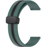 Voor Samsung Gear S3 Frontier 22mm Opvouwbare magnetische sluiting siliconen horlogeband (olijfgroen + zwart)