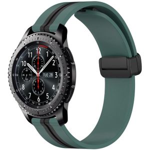 Voor Samsung Gear S3 Frontier 22mm Opvouwbare magnetische sluiting siliconen horlogeband (olijfgroen + zwart)