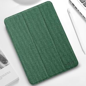 Mutural YASHI-serie TPU + PU-doekpatroon textuur horizontale flip lederen behuizing met drie-opvouwbare houder & pen slot & wakker worden / slaapfunctie voor iPad Pro 11 (2021) (groen)