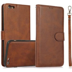 Calf Texture 2 in 1 Detachable Magnetic Back Cover Horizontal Flip Leather Case with Holder & Card Slots & Wallet & Photo Frame For iPhone 6s Plus / 6 Plus(Brown)