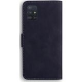 Voor Samsung Galaxy A51 4G Skin Feel Pure Color Flip Leather Phone Case (Black)