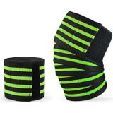 2 PCS Nylon Four Stripes Bandage Wrapped Sports Knee Pads(Black Green)