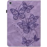 Voor Huawei MediaPad M5 Lite 10 Inch Relif Butterfly Patroon Horizontale Flip Lederen Tablet Case (Purple)