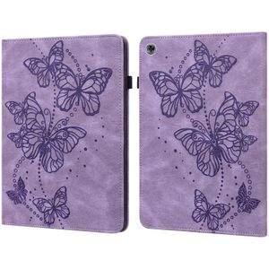 Voor Huawei MediaPad M5 Lite 10 Inch Relif Butterfly Patroon Horizontale Flip Lederen Tablet Case (Purple)