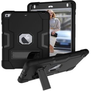 Voor iPad Mini 5 / 4 contrastkleur siliconen + pc-combinatiecase met houder (zwart)