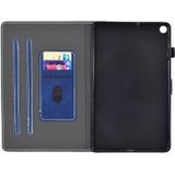 Voor Galaxy Tab A 10.1 (2019) T510 Embossing Naaidraad Horizontaal geschilderd flat leather case met pencover & Anti Skid Strip & Card Slot & Holder(Blauw)