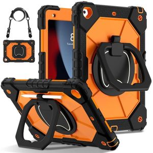 Voor iPad 10.2 2021/2020/2019 Contrast Kleur Robot Siliconen Hybride PC Tablet Case (Zwart Oranje)