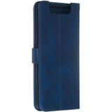 Voor Galaxy A80/A90 rits horizontale Flip lederen draagtas met portemonnee & houder & kaartsleuven (blauw)