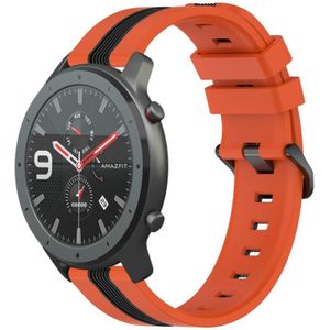 Voor Amazfit GTR 47 mm 22 mm verticale tweekleurige siliconen horlogeband (oranje + zwart)