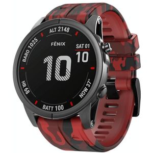 Voor Garmin Fenix 7 Camouflage siliconen horlogeband