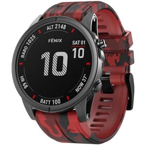 Voor Garmin Fenix 7 Camouflage siliconen horlogeband