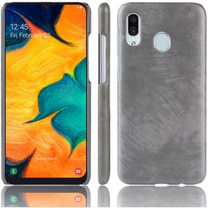 Schokbestendige Litchi textuur PC + PU beschermende case voor Galaxy A40 (grijs)