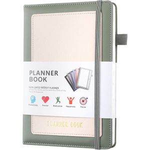 YMX-018 A5 Weekplan Maandelijks Plan Boek Zelfregulering Band Notebook Zonder Sticker(Groen)