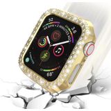 Voor Apple Watch Series 3 & 2 & 1 38mm Double Row Diamonds PC Beschermhoes(Goud)