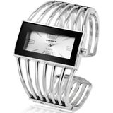 WAT2008 legering armband horloge creatieve rechthoekige wijzerplaat quartz horloge voor vrouwen (zilver + wit)