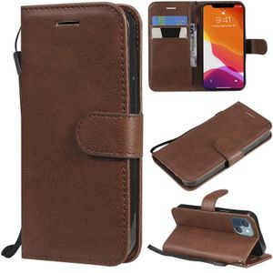 Pure Color Horizontal Flip Leather Case with Holder & Card Slots & Wallet & Lanyard For iPhone 13 mini(Brown)