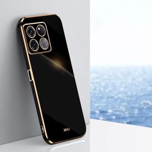 Voor OnePlus Ace Racing XINLI Rechte 6D Plating Gouden Rand TPU Telefoon Case (Zwart)