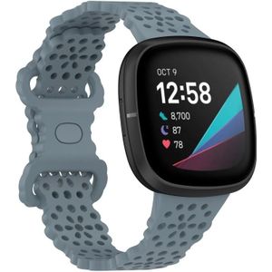 Voor Fitbit Versa 4/3 / Sense 1/2 Lace uitgeholde siliconen horlogeband (officieel staalblauw)