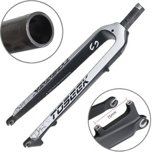 TOSEEK Ultra Light 27 5 inch 405mm mountainbike full carbon front fork Straight Head Tube Disc Brake (Wit)