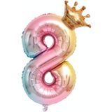 5 STUKS 32-inch gradint kleur kroon digitale ballon kinderen verjaardag decoratie film ballon (nummer 8)