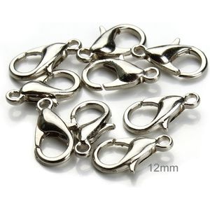 1000 stuks 12mm DIY Sieraden accessoires kwalitatief hoogwaardige legering kreeft Claw(Silver)