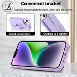 Voor iPhone 14 Pro Max Polsbandje Verticale Flip Wallet Back Cover Phone Case(Paars)