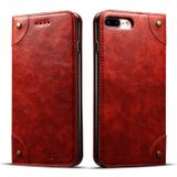 Voor iPhone 8 plus/7 plus barokke eenvoudige horizontale Flip lederen draagtas  met houder & kaartsleuven & portemonnee (rood)