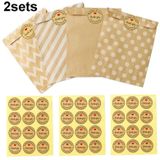 2 sets Wave Dot Verpakking Kraftpapier Zak Stickers DIY Bakken Verpakking Geschenkzakken (G4-40 + Dank U Sticker)