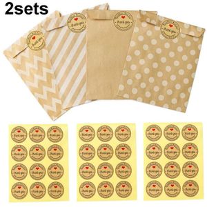 2 sets Wave Dot Verpakking Kraftpapier Zak Stickers DIY Bakken Verpakking Geschenkzakken (G4-40 + Dank U Sticker)