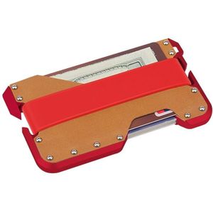 JK02 Metalen Kaarthouder RFID Anti-diefstal Lederen Portemonnee EDC Multifunctionele Roestvrijstalen Aluminium Legering Kaarthouder (Rood + Khaki + rood)